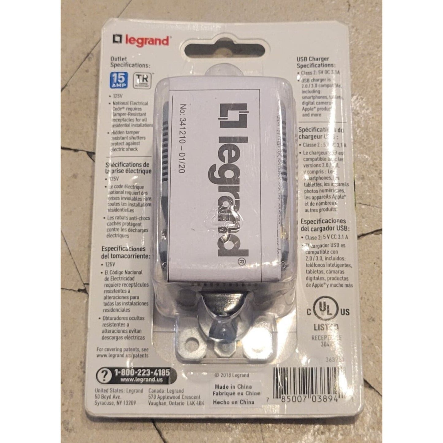 Legrand 15 Amp Outlet 3.1A Nickel 2 USB Chargers 2 Outlets TM826USBNICCV4