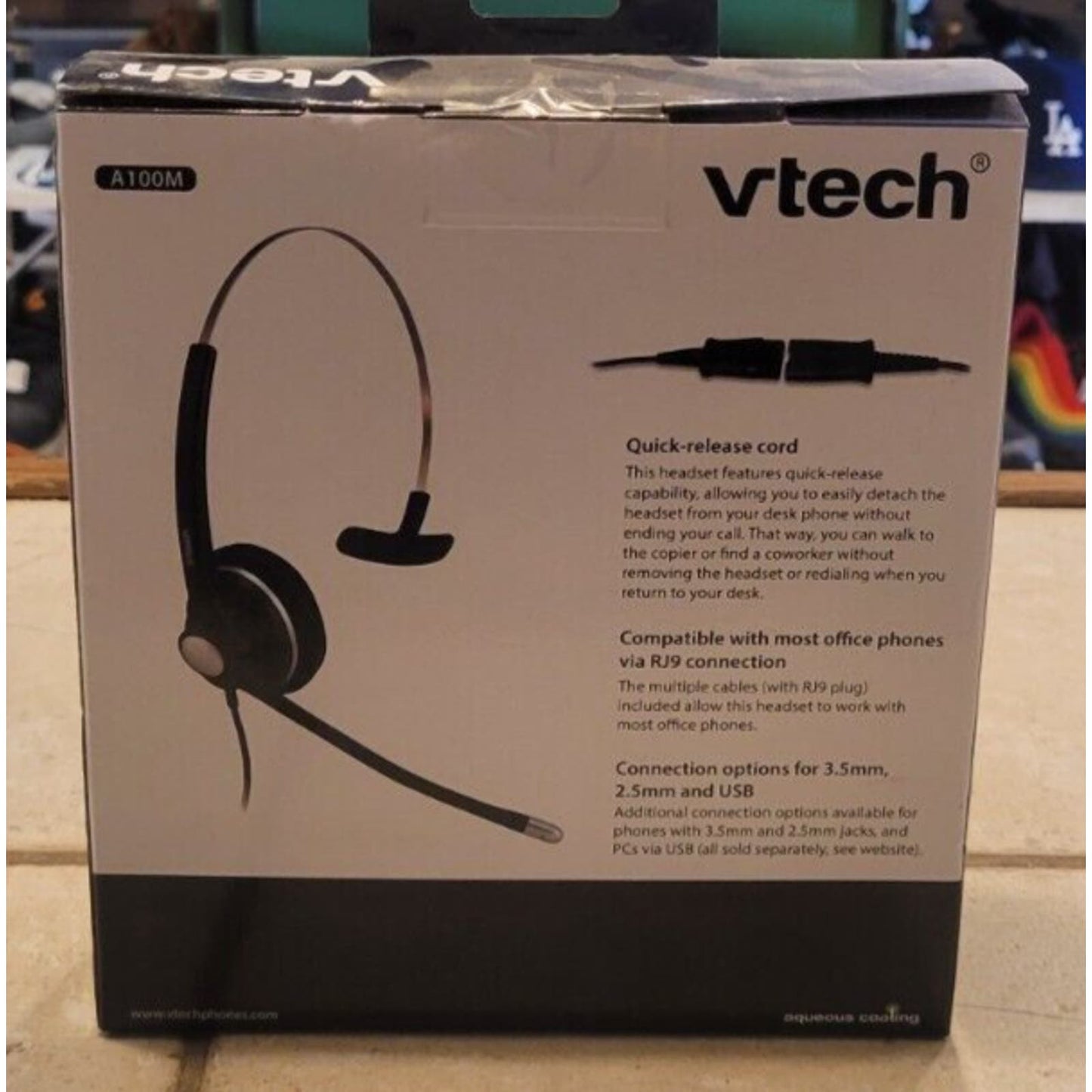 Vtech Wideband Monaural Corded Single-Ear Office Headset A100M viaRJ9 Connection