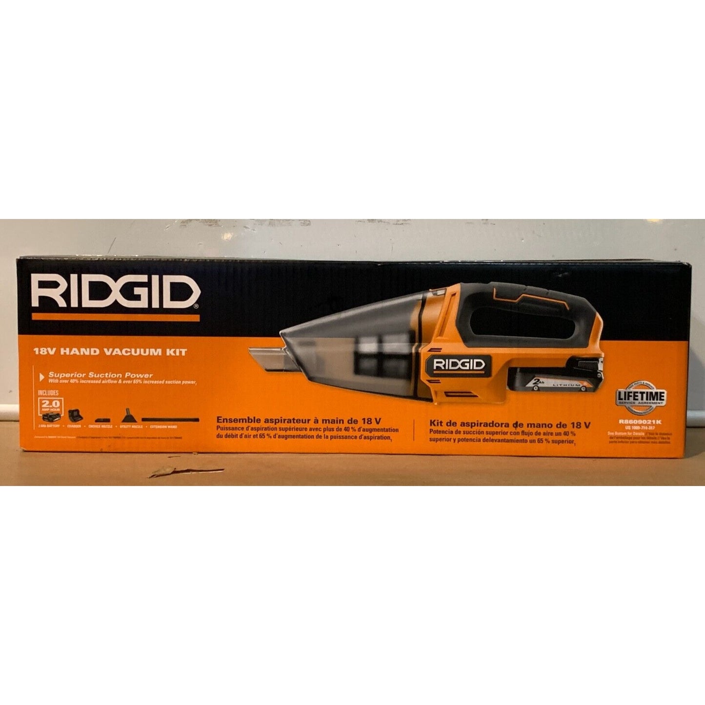 RIDGID 18V Cordless Hand Vacuum Kit with 2.0 Ah Battery and Charger