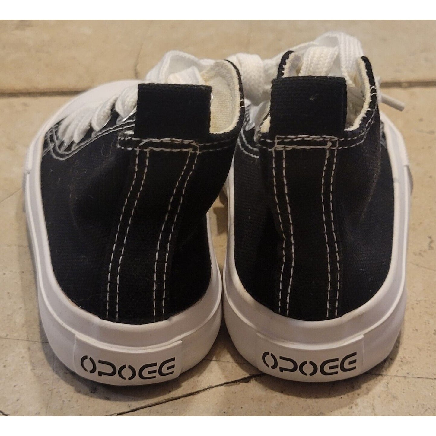 Fashion Opoee Kids Shoes Size 23(US 7) Black /White Sneakers