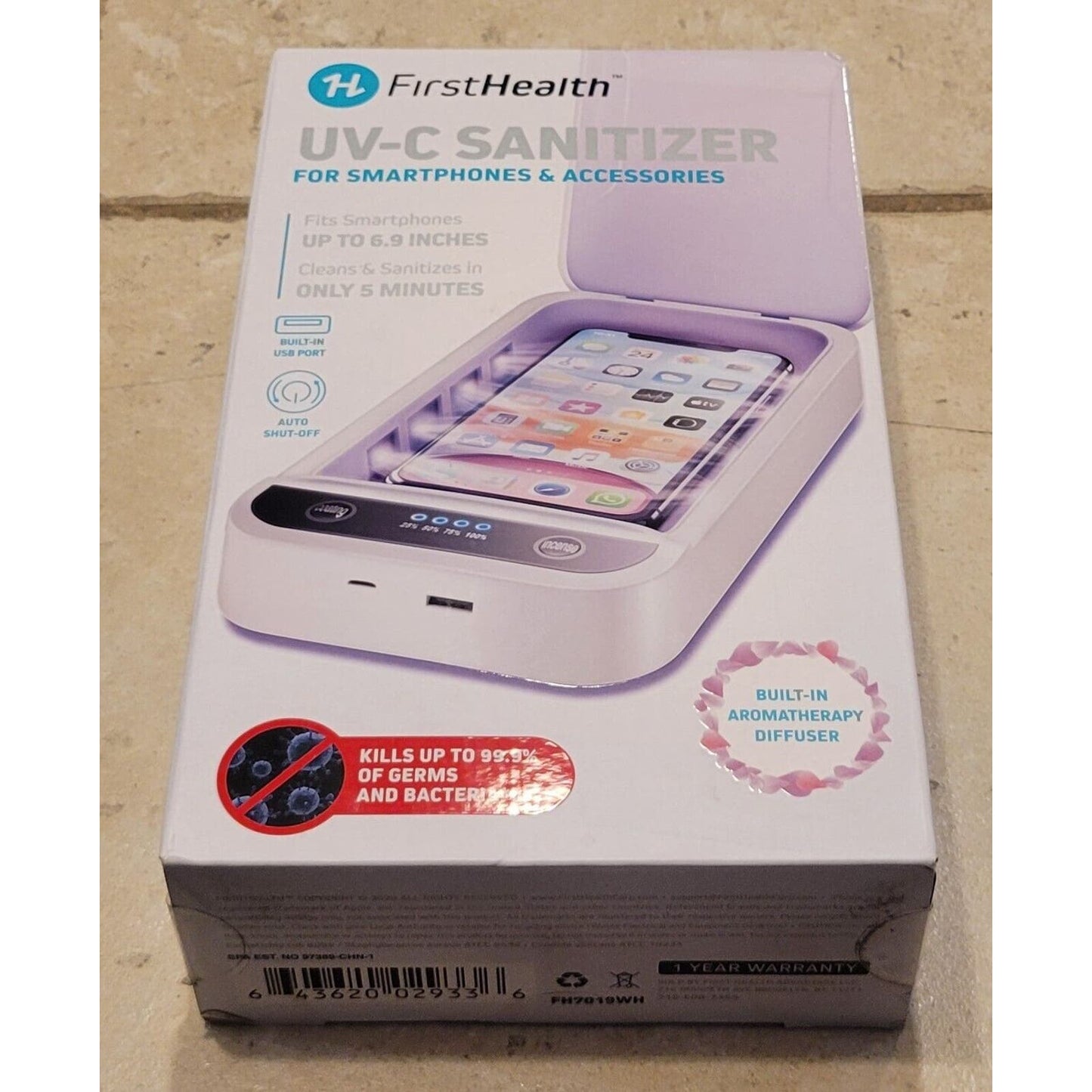 NEW First Health UV-C Sanitizer For Smartphones Up To 6.9 Inches Only 5 Minutes