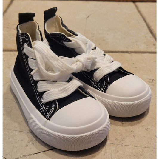 Fashion Opoee Kids Shoes Size 23(US 7) Black /White Sneakers