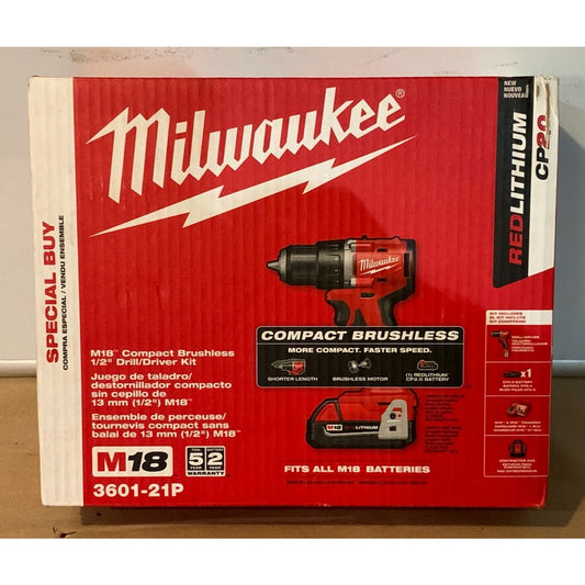 M18 18V Lithium-Ion Brushless Cordless 1/2 In. Compact Drill/Driver w Tool Bag