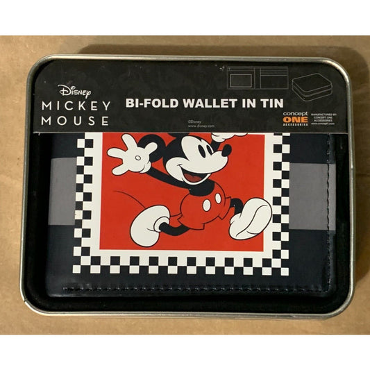 Mickey Mouse Men’s Bi-Fold Wallet Disney MKY 28 In Tin NEW!