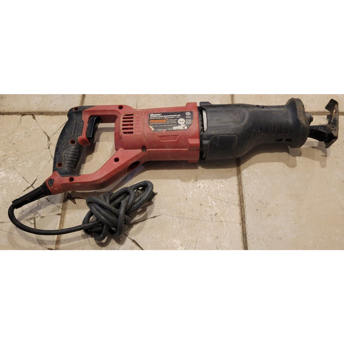 Bauer 1975E-B Variable Speed Corded 10 AMP 120 V Red Electric Reciprocating Saw