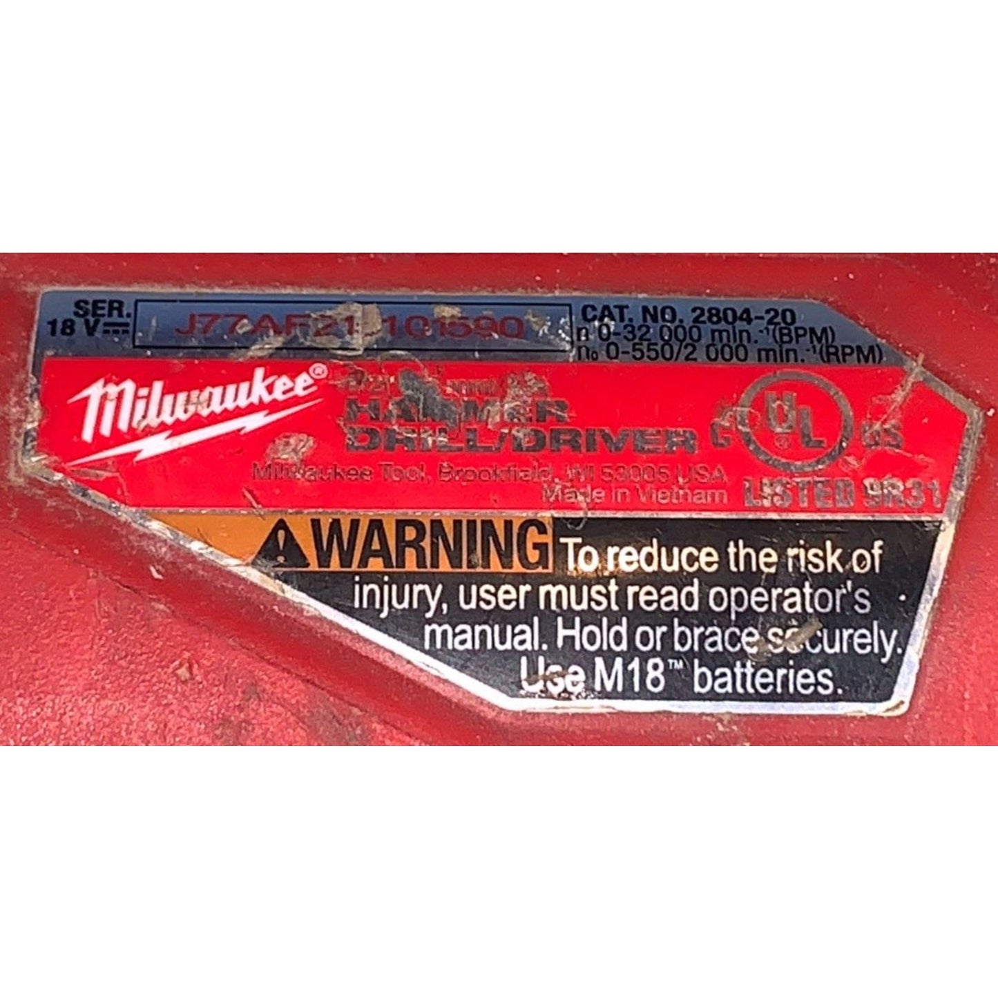 Milwaukee 2804-20 M18 FUEL Li-Ion Brushless 1/2" Hammer Drill - Tool Only