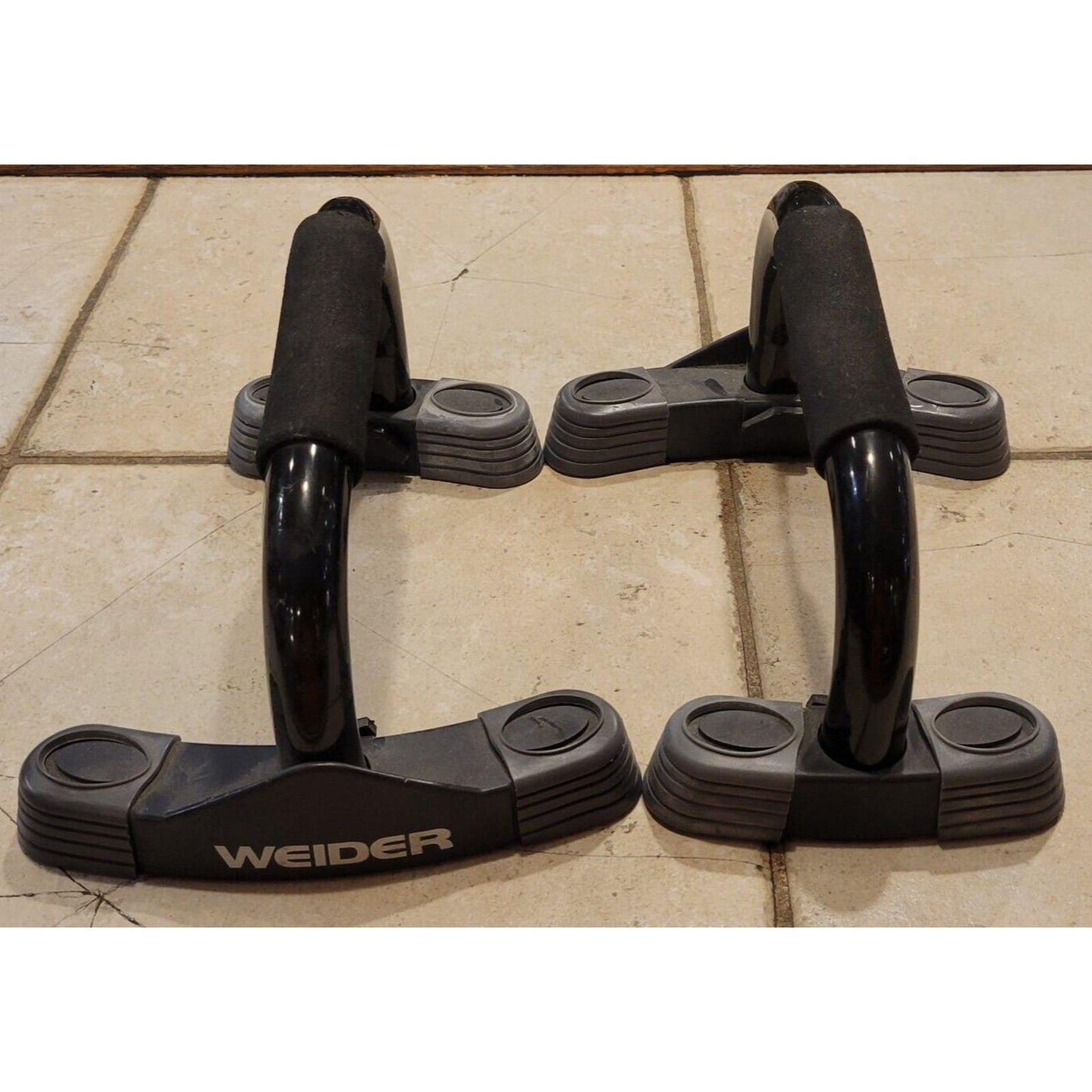 Weider Push-Up Hand Bars Set of Two Padded Grips Black Workout Fitness Exercise