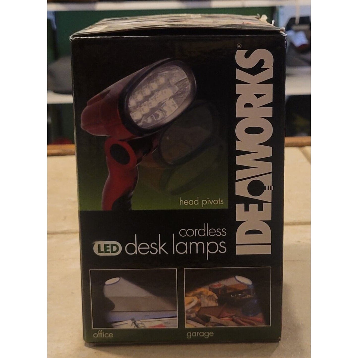 Set of 2 Cordless Desk Lamps 12 LED Bulbs Per Lamp 7.5" Head Pivots Ideaworks