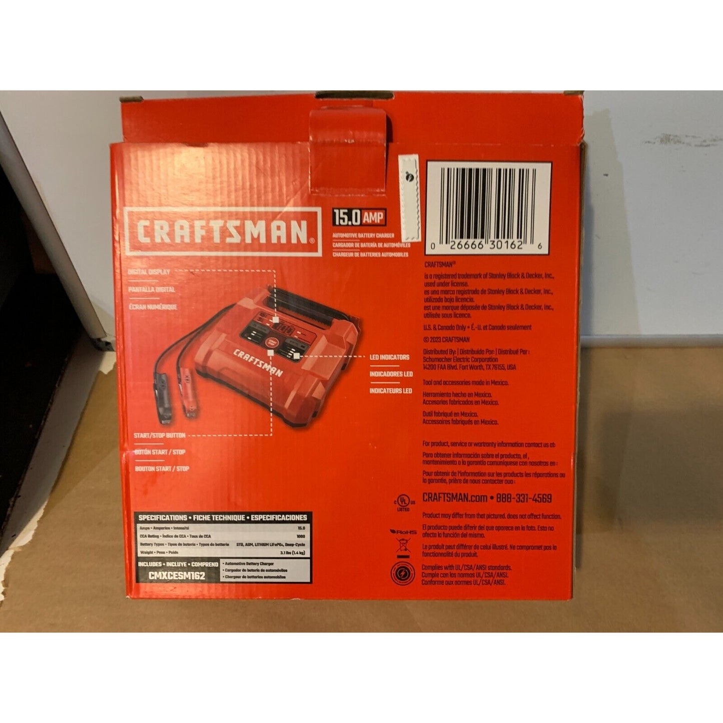 CRAFTSMAN Battery Charger and Maintainer 15A 6V/12V Automotive CMXCESM162