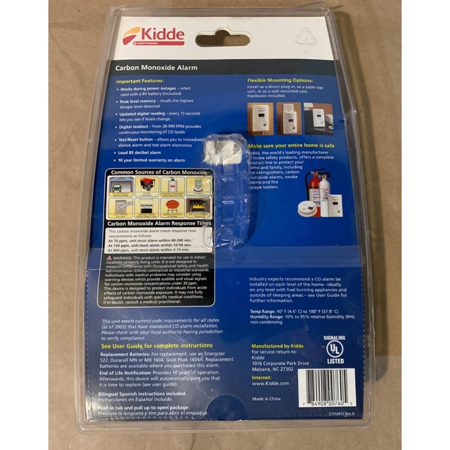 Kidde Nighthawk Carbon Monoxide Alarm Detector KN-COPP-3 NIP