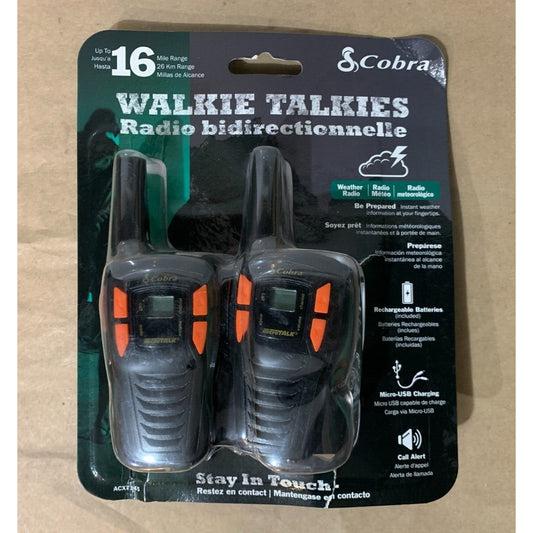 COBRA Walkie Talkies ACXT145 Rechargeable 16-Mile Range Two-Way Radio