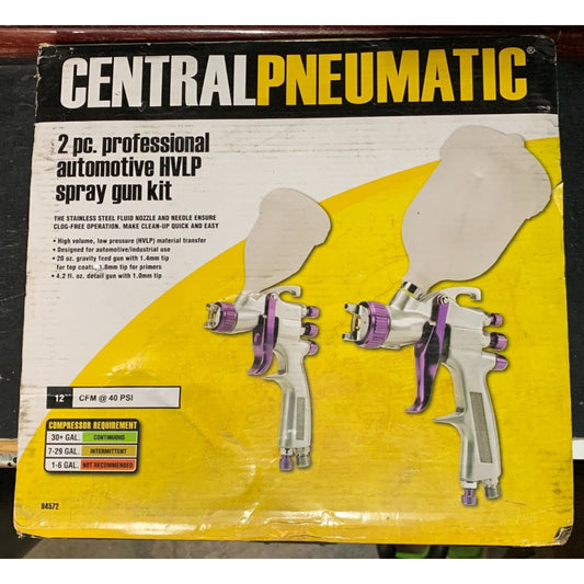 Central Pneumatic 2pc Professional Automotive HVLP Air Spray Gun Kit