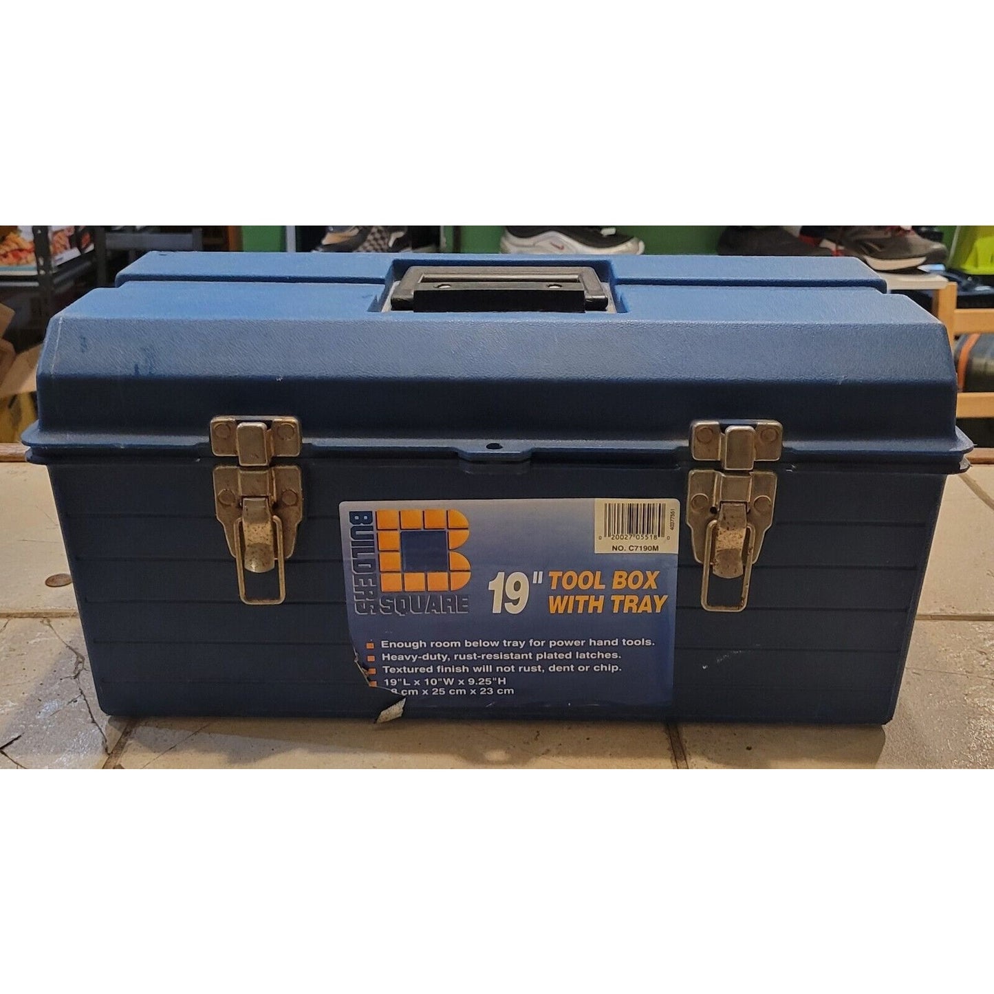 Genuine Builders Square 19” Blue Tool Box (No Plastic Tray)