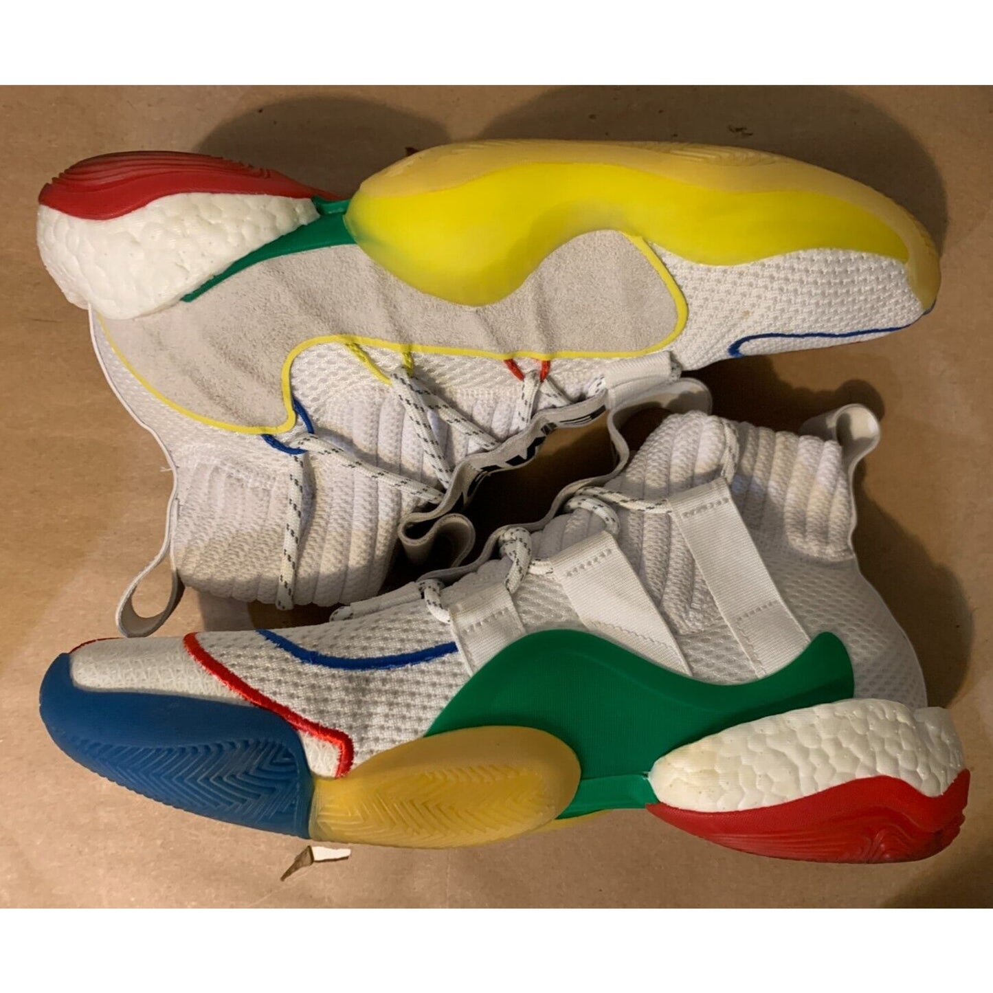 Adidas Crazy BYW LVL X Pharrell Williams HU White Mens Basketball Shoes Sz. 10.5