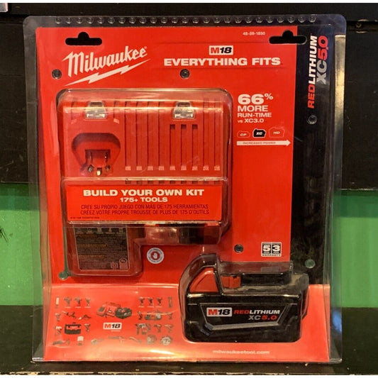 GENUINE Milwaukee M18 18V Li-Ion XC Kit w/5.0Ah Battery+Charger 48-59-1850 *NEW*