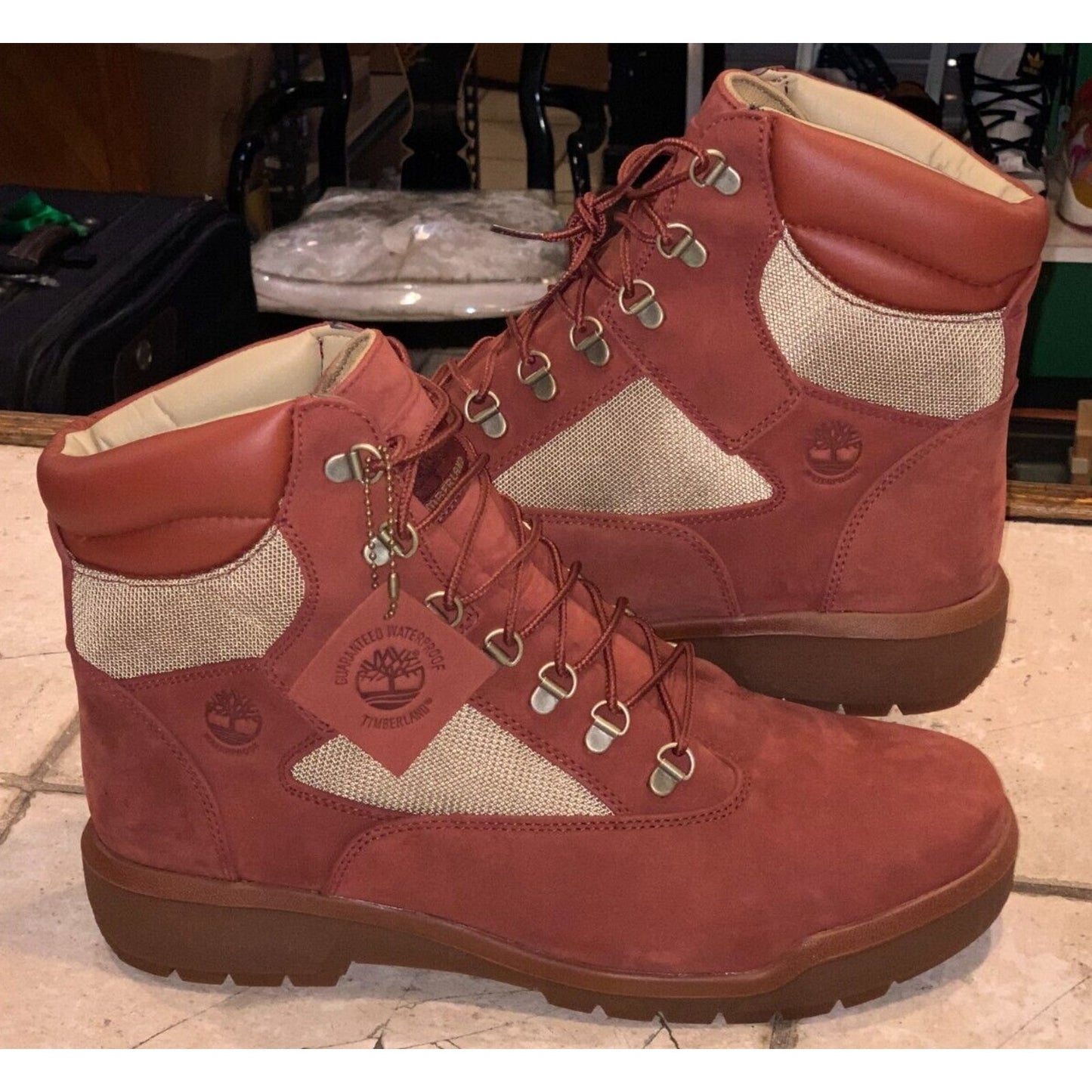 Timberland 6 inch Field Boot Waterproof Rust/Smoked Paprika Men Size 12