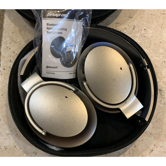 Snap-On Noise-Cancelling Wireless Over Ear Bluetooth Headphones Silver