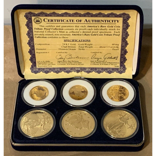 America's Rare Gold Coin Tribute Proof 6 Coin Collection w/ COA & Box