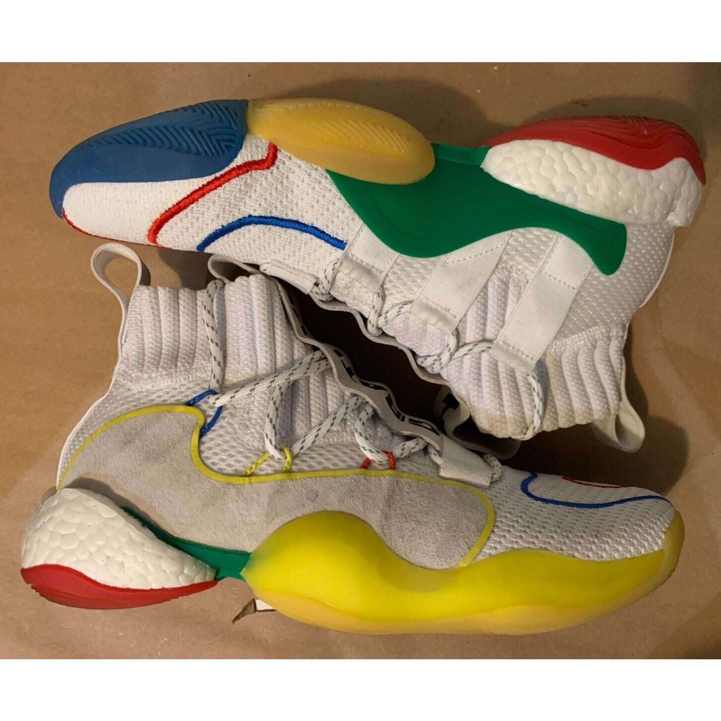 Adidas Crazy BYW LVL X Pharrell Williams HU White Mens Basketball Shoes Sz. 10.5