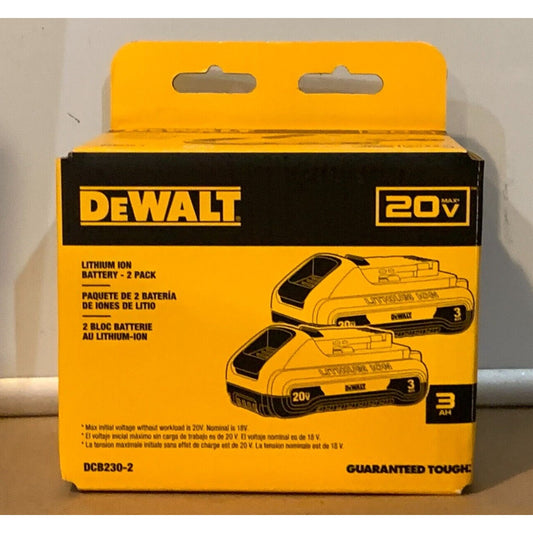 Dwalt 20v Lithium Ion Battery, 2 Pack, 3AH, DCB230-2